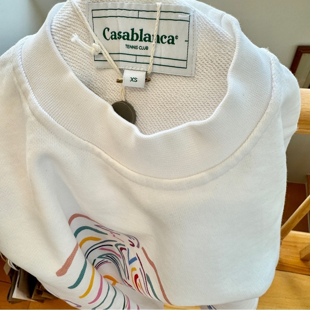 NWT Casablanca Beach Tennis Girl White Crewneck Sweatshirt Top - Picture 8 of 16